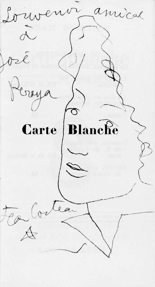 COCTEAU, Jean (1889-1963). Carte blanche. Paris: Henri Diéval for les Éditions de la Sirène, 1920.