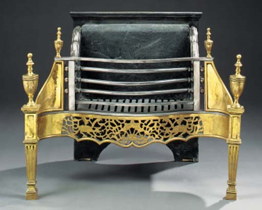 A George III style brass and steel firegrate, late 19th or early 20th century