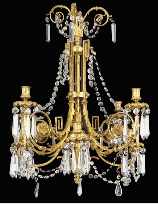 A French gilt bronze eight light chandelier, circa 1880