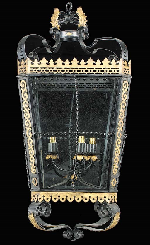 A wrought iron lantern, 20th century