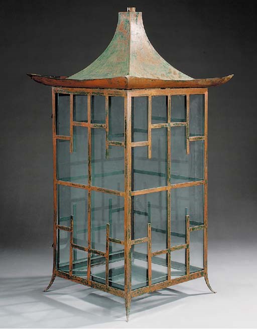 A chinoiserie style iron lantern, 20th century