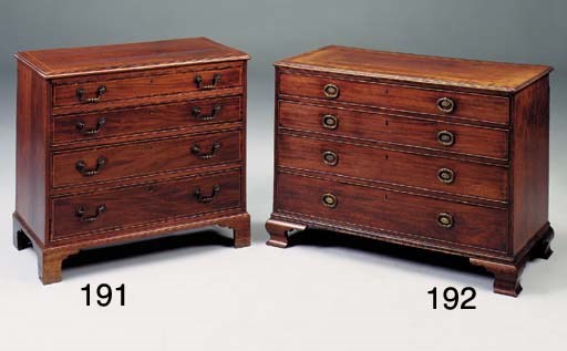 A GEORGE III MAHOGANY AND INLAID DRESSING CHEST