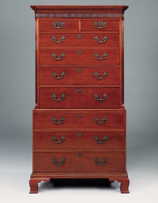 A GEORGE III MAHOGANY TALLBOY CHEST
