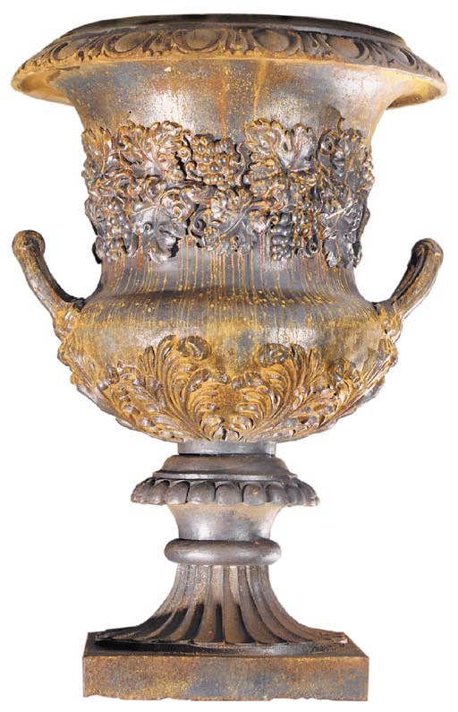 A large Victorian cast iron campana urn, second half 19th century