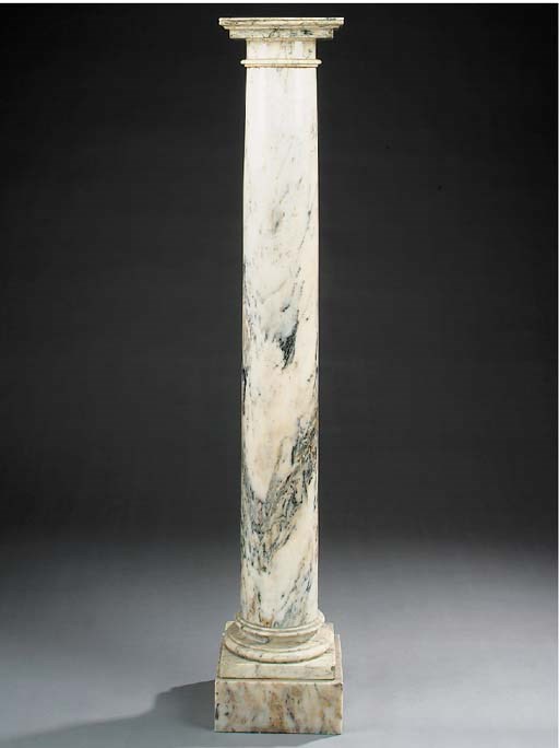 A breche violete marble pedestal, late 19th or early 20th century