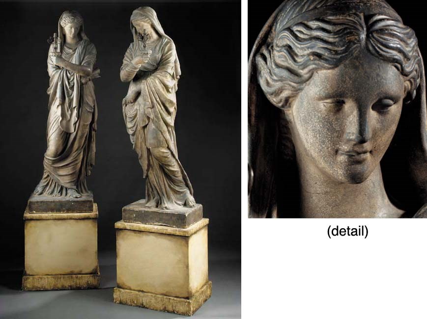 A pair of Regency plaster figural pier lamps, early 19th century