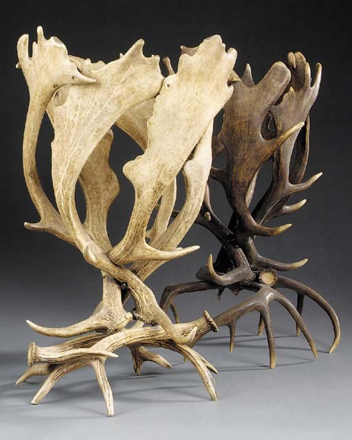 Two antler jardiniere stands, probably first half 20th century