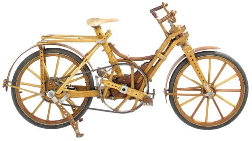 An unusual wood bicycle, probably French, circa 1930