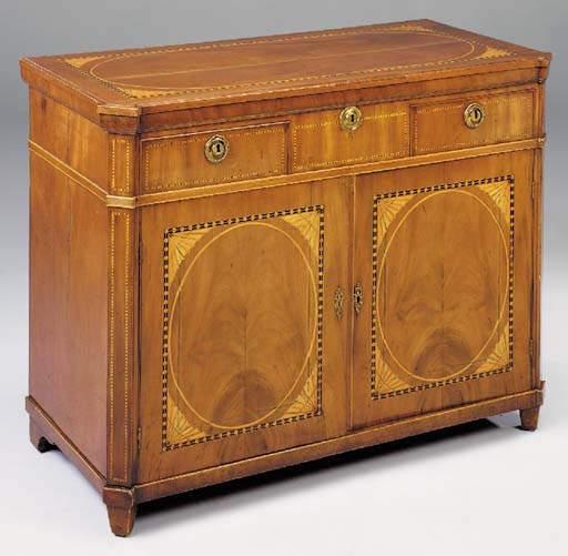 A DUTCH MAHOGANY AND MARQUETRY BUFFET, 19TH CENTURY