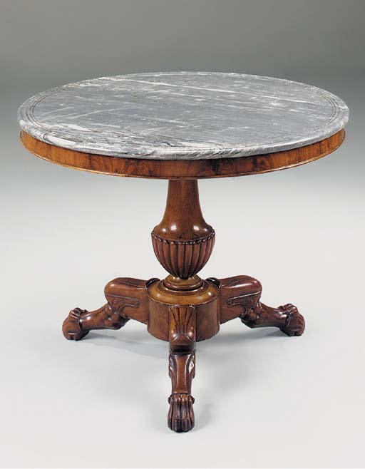 AN EMPIRE MAHOGANY CENTRE TABLE