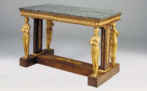 A MAHOGANY AND ORMOLU MOUNTED CENTRE TABLE, 20TH CENTURY, in the Empire style