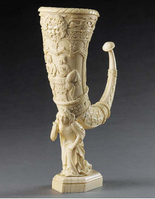 A Dieppe carved ivory cup, mid 19th century