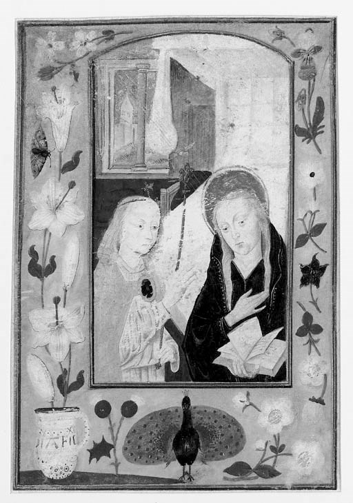 THE ANNUNCIATION, leaf with an arch-topped miniature from a Book of Hours, ILLUMINATED MANUSCRIPT ON VELLUM