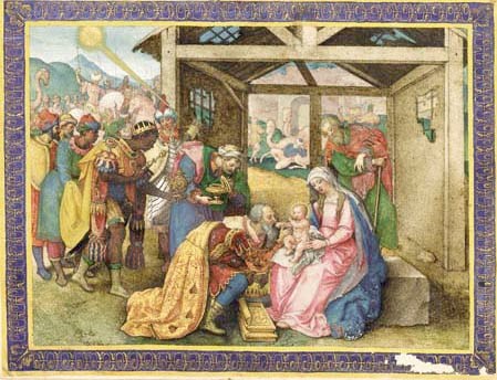 THE ADORATION OF THE MAGI, miniature on a leaf from a Prayerbook, ILLUMINATED MANUSCRIPT ON VELLUM