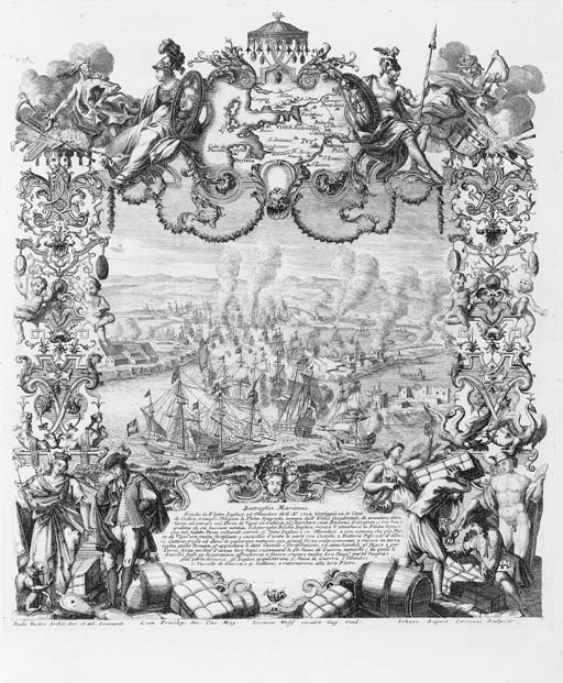 DECKER, Paul, the Elder (1677-1713), and other artists. Repraesentatio Belli, ob successionem in Regno Hispanico ... Der Spanische Successions-Krieg. Augsburg: Jeremias Wolff, [c. 1720].