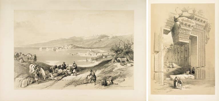 ROBERTS, David R.A. (1796-1864) The Holy Land, Syria, Idumea, Arabia, Egypt & Nubia ... with historical descriptions by the Revd. George Croly. [And:] Egypt and Nubia ... with historical descriptions by William Brockedon. London: F.G. Moon, 1842-1849.