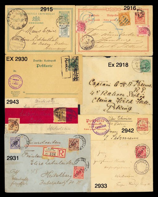 cover 1901 (12 Apr.) envelope addressed to Captain Hume of the 4th Balloon Section in Peking, bearing "C.E.F." ½a tied by Base Office B double-ring c.d.s. applied in Tientsin; also 1901 (2 Sep.) envelope addressed to Johore bearing ½a. and 1a. (2) tied by Base Office B double-ring c.d.s. applied in Tongku, various backstamps including "JOHORE BAHRU/PAID" in red. (2). Photo