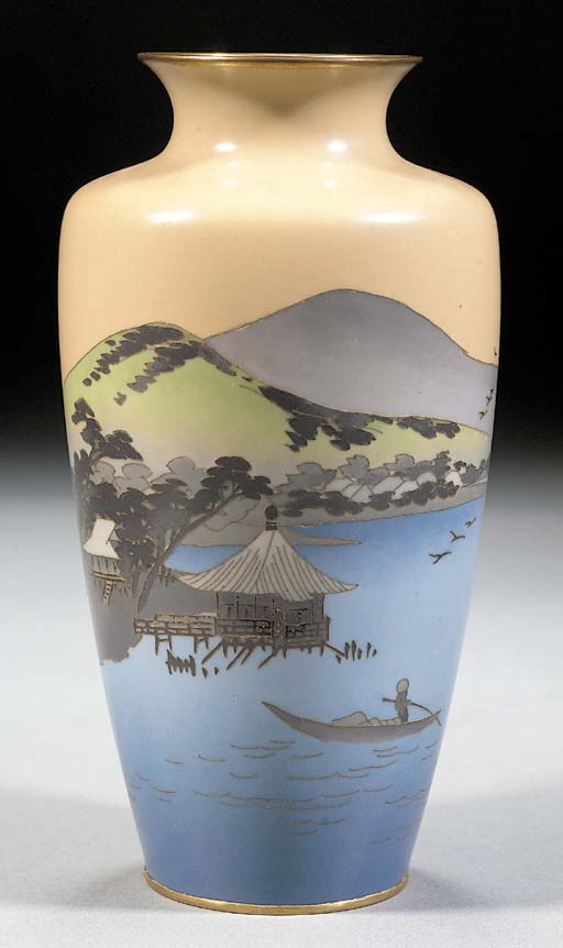 A tapering cloisonne vase
20th Century, Ando Jubei mark to base