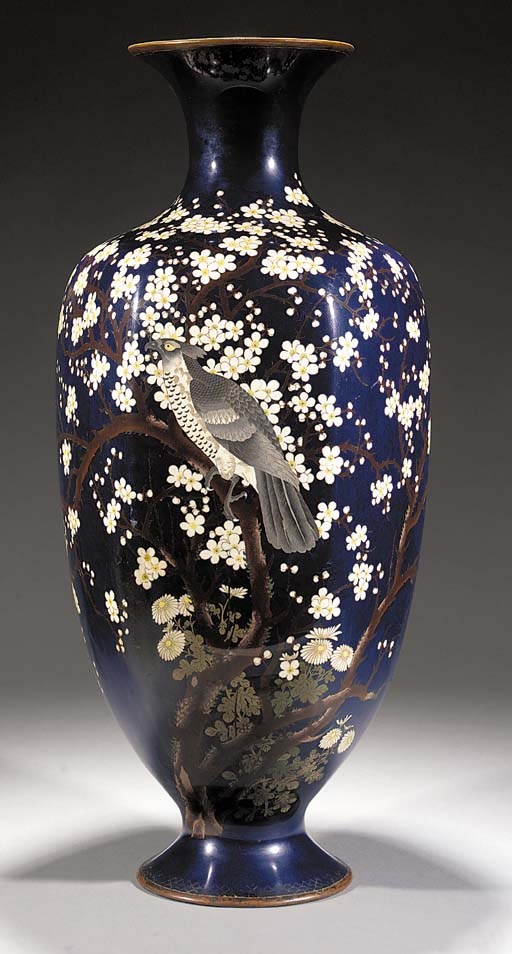 A large cloisonne hexagonal vase
Meiji Period