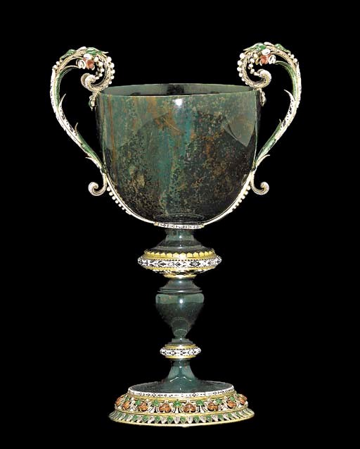 A French enamelled gold-mounted hardstone cup