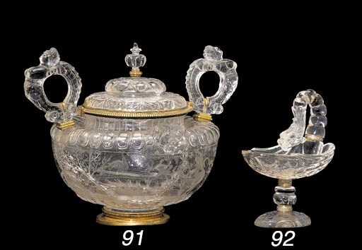 An Austrian enamelled gold-mounted rock-crystal cup
