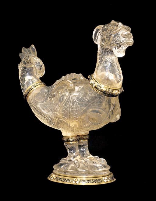An Austrian jewelled and enamelled gold-mounted rock-crystal ewer
