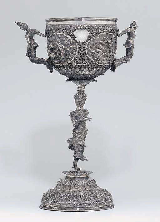 A Burmese silver cup