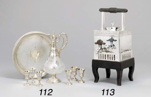 A German silver tea-kettle, stand and lamp