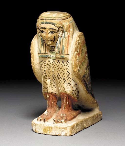 AN EGYPTIAN WOOD BA-BIRD