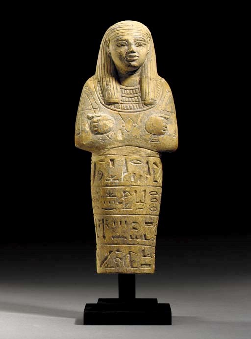 AN EGYPTIAN LIMESTONE SHABTI FOR SENRU