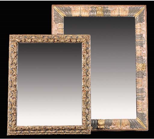A CARVED PINE RECTANGULAR WALL MIRROR, LATE 18TH/19TH CENTURY