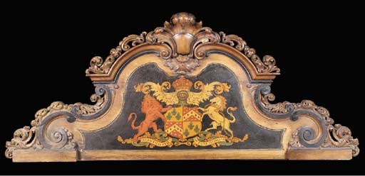 An arched walnut overmantel, 19th century