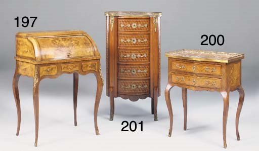 A French rosewood, marquetry and gilt metal mounted serpentine side table, early 20th century