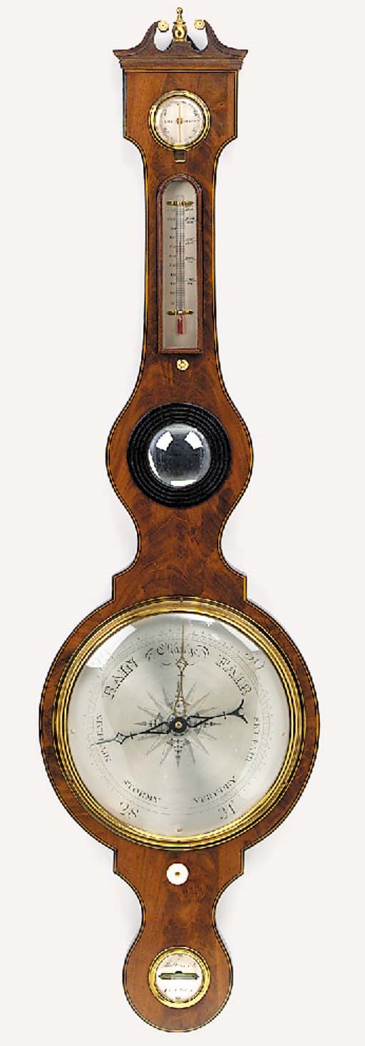 A Victorian mahogany wheel barometer, circa 1840