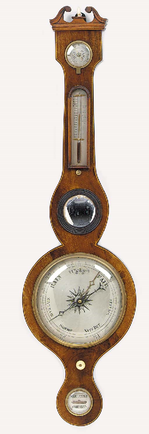 A Victorian mahogany wheel barometer, circa 1845