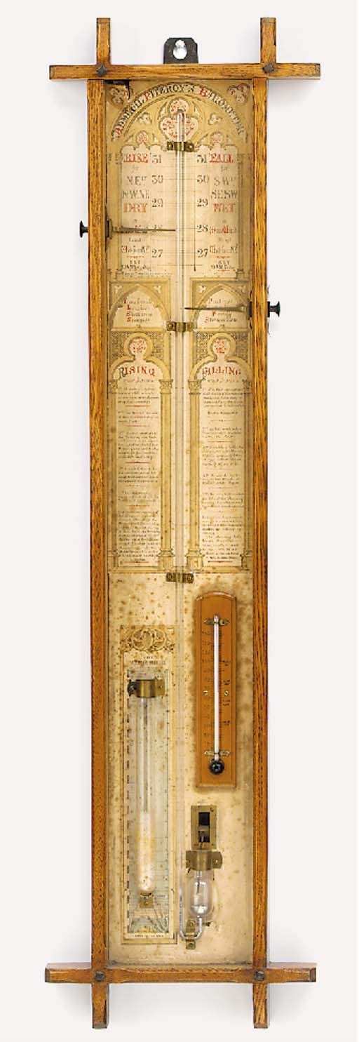 A Victorian oak Admiral Fitzroy's barometer, last quarter 19th century
