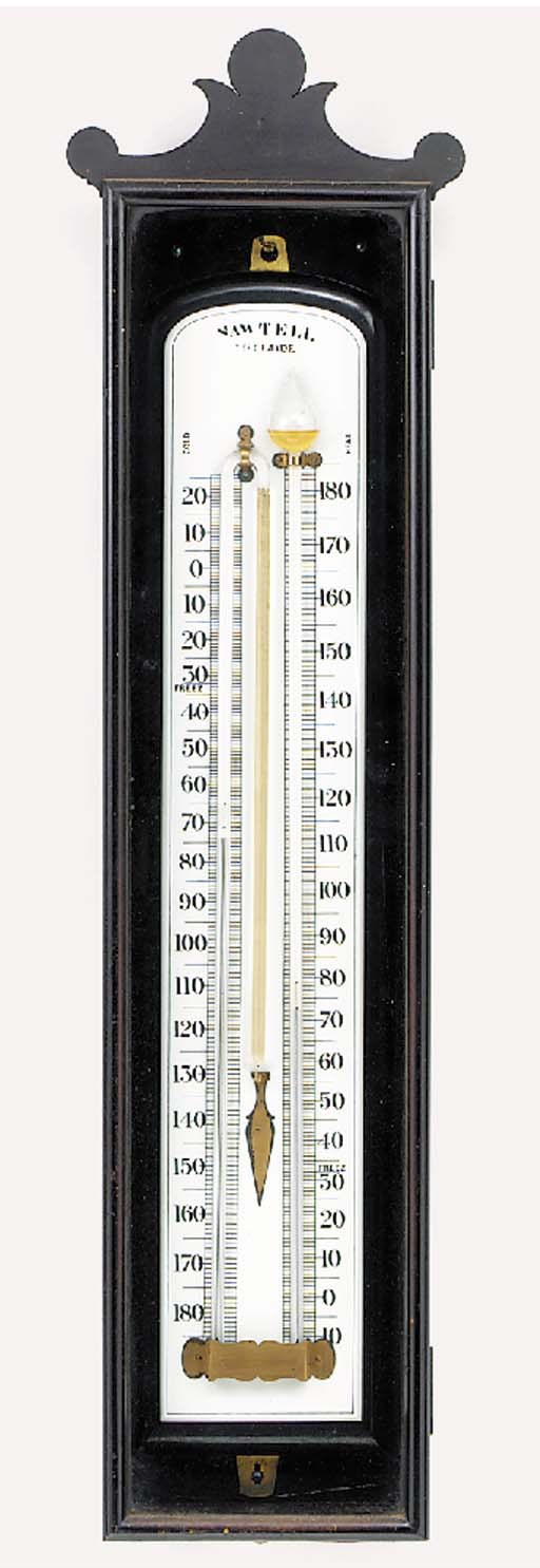 A Victorian ebonised wood mercury thermometer, late 19th century