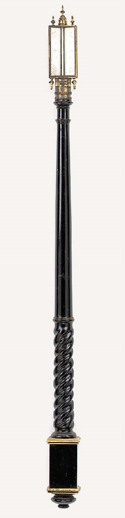 A Queen Anne style ebonised stick barometer in the manner of Daniel Quare, early 20th century
