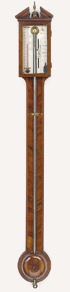 A Regency mahogany stick barometer, first quarter 19th century