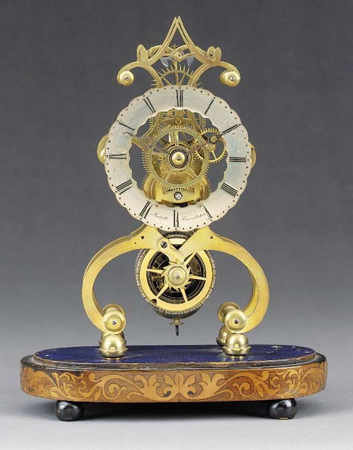 A Regency brass skeleton timepiece, circa 1830