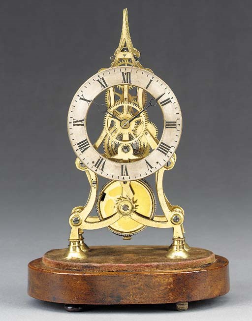 A Regency brass skeleton timepiece, circa 1830