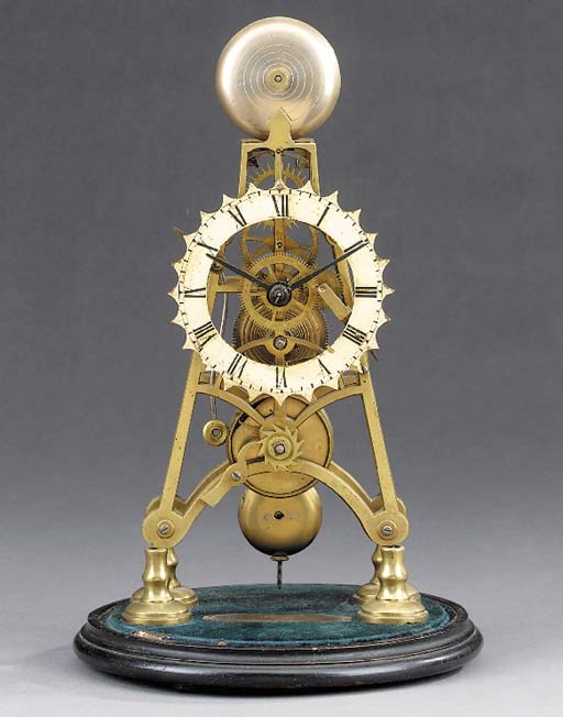 A Victorian brass skeleton timepiece with passing strike, second half 19th century