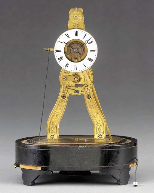 A French Exhibition skeleton timepiece with alarm, mid 19th century