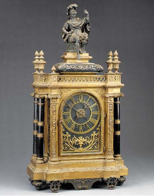 A French large gilt and patinated bronze striking mantel clock, late 19th century