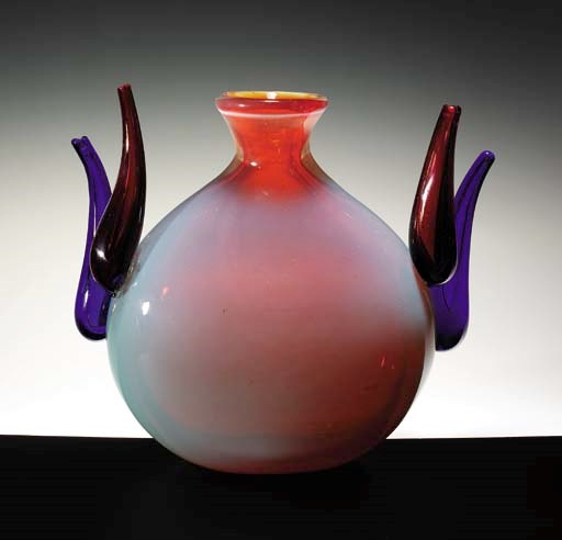 A 'CACTUS' APPLIED GLASS VASE
