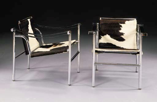 A PAIR OF UPHOLSTERED, CHROMED STEEL, LEATHER 'B301 BASCULANT' ARMCHAIRS