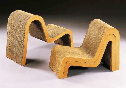 A SET OF LAMINATED CARDBOARD 'EASY EDGES' SLEIGH CHAIRS
