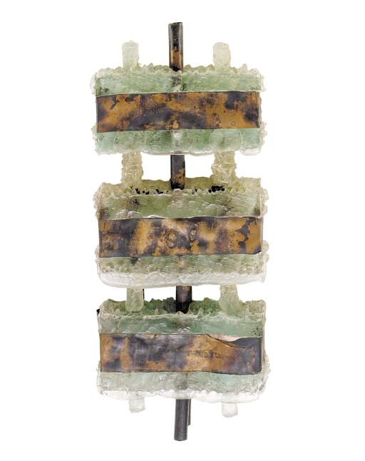 'TO SARA B.', A CAST GLASS AND COPPER WALL SCULPTURE