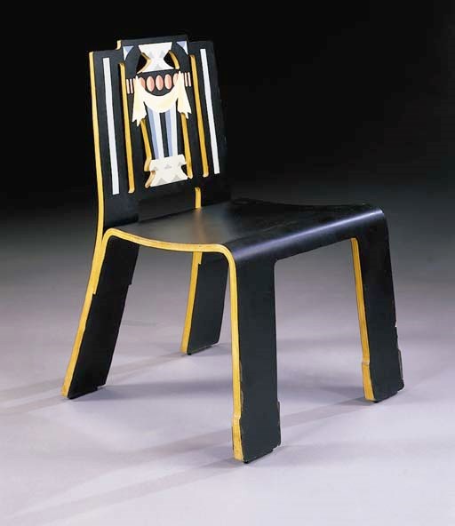 A 'SHERATON' SILK-SCREEN PRINTED, MOLDED PLYWOOD SIDE CHAIR