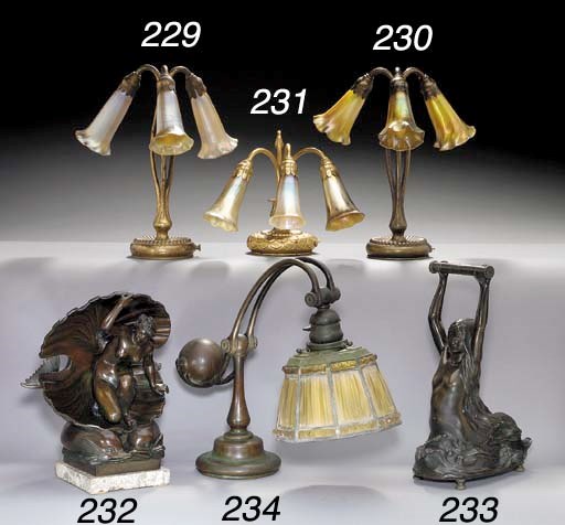A BRONZE TABLE LAMP BASE